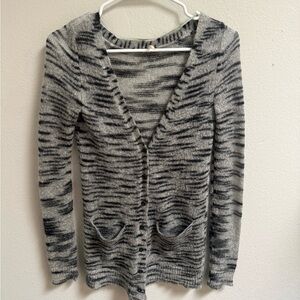 Free People Beach Gray and Black Striped Sweater